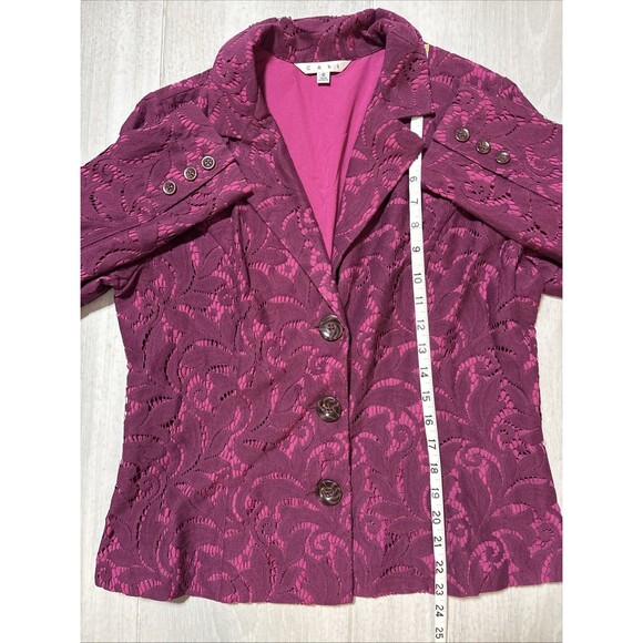 Cabi Womens SZ 6 Pink Overlay Floral Lace Blazer Fairygoth Whimsigoth Career - Picture 5 of 7